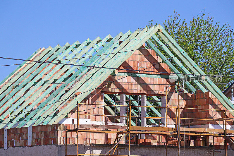 Roof of a house under construction